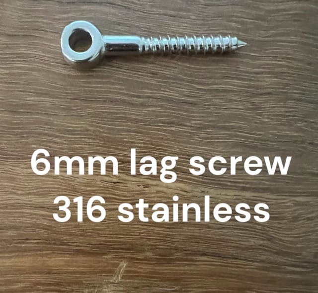 Stainless Steel Lag Screw 6mm x 60mm 316 Marine Grade.
