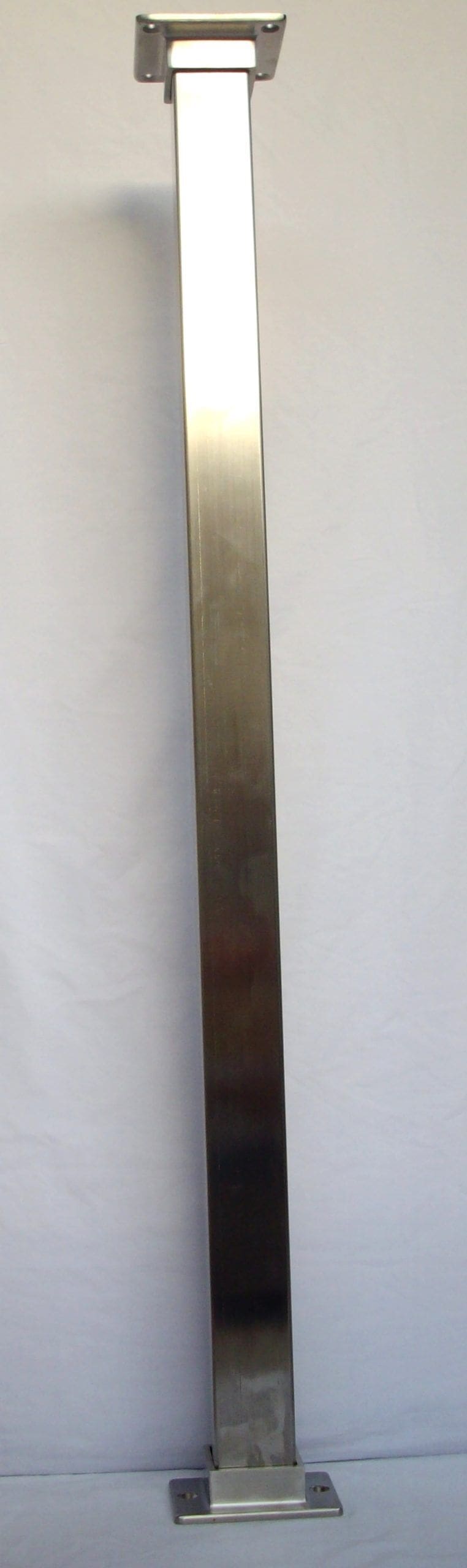 Stainless Steel Square post 50mm x 50mm x 1metre high. Cut & Drilled with Top & Base Plate