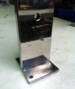 50mm x 10mm 316 stainless rectangle post with base & top plate