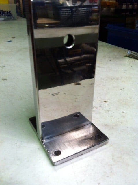 50mm x 10mm 316 stainless rectangle post with base & top plate