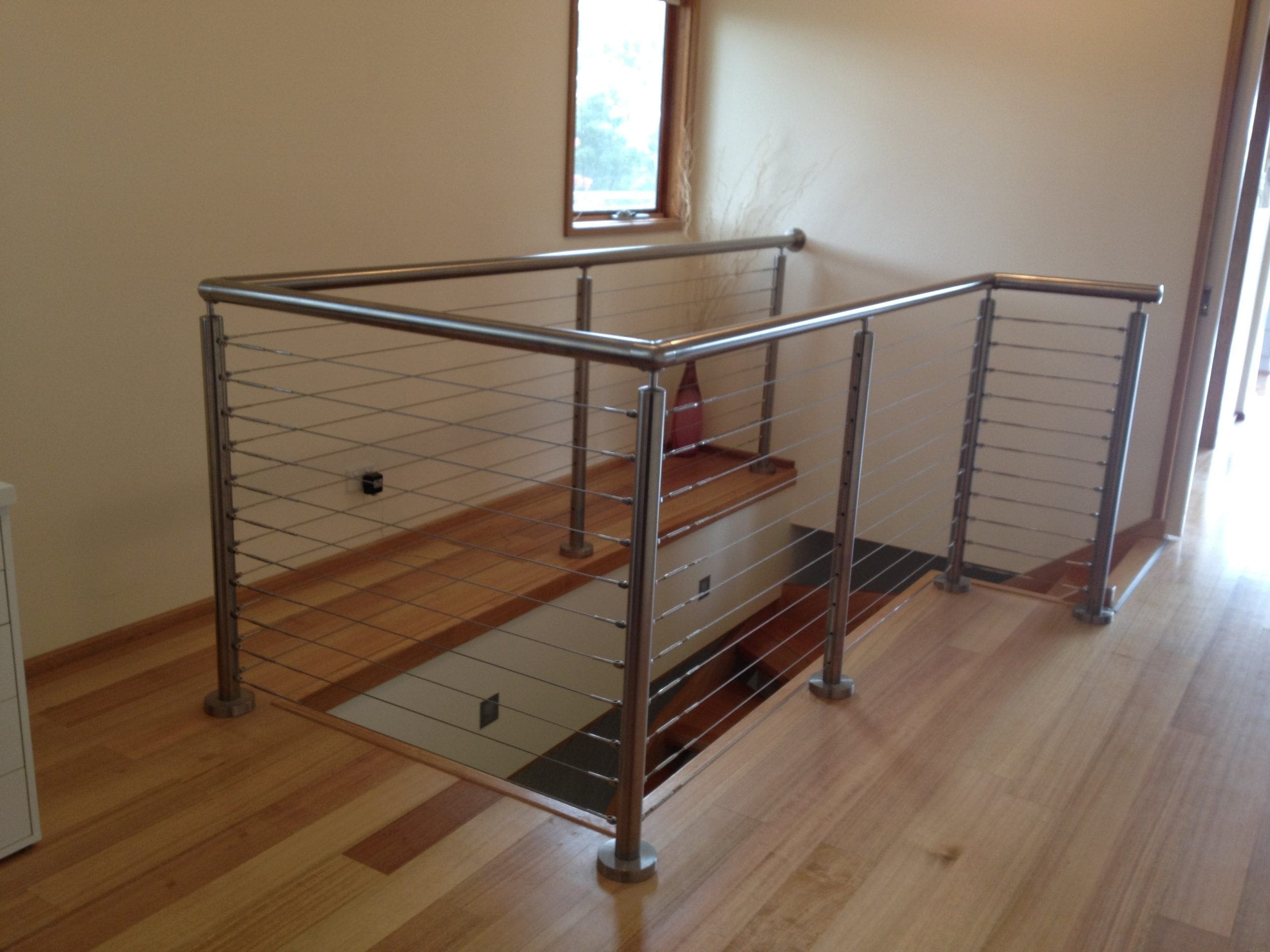 50mm 316 Stainless Steel round Post x 1 metre with Top & Base Plate. Drilled & cut to size.