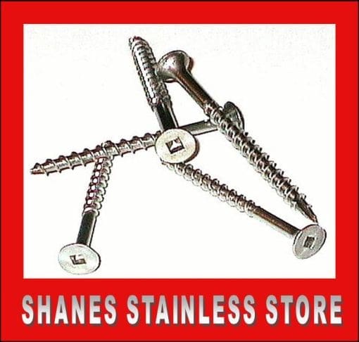 Stainless Steel Square Drive Decking Screws 8 gauge x 50mm. Box 500