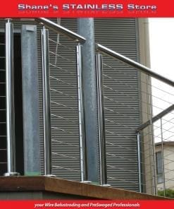 50mm 316 Stainless Steel round Post x 1 metre with Top & Base Plate. Drilled & cut to size.