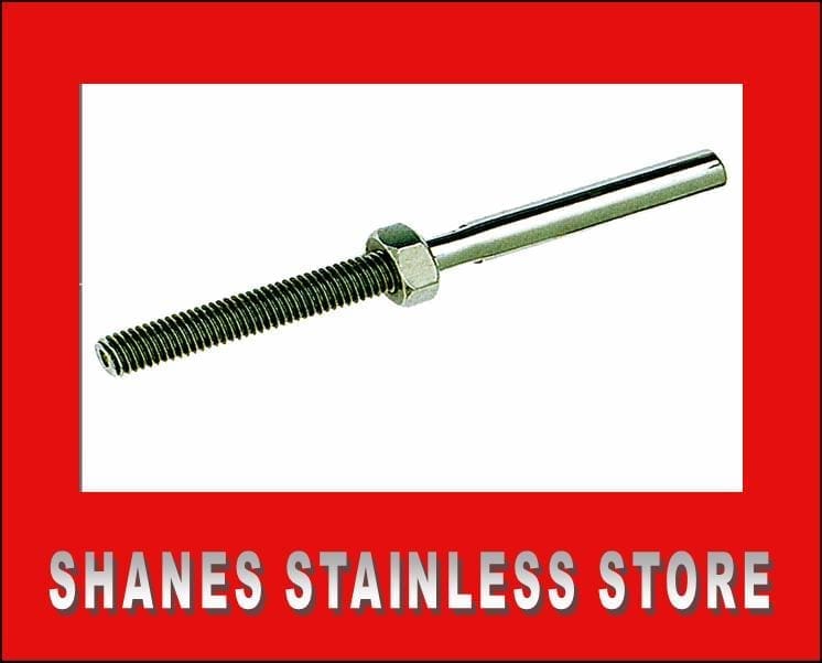 Stainless Steel Swage Stud Terminal 5mm to 3.2mm Wire.