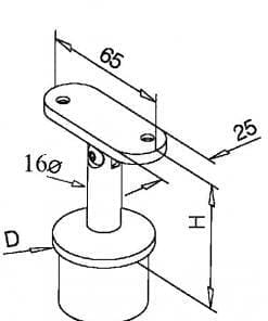 Toprail support flat adjustable