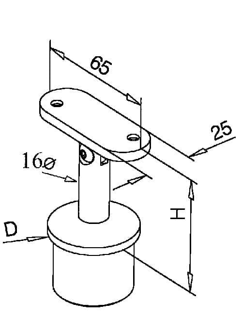 Toprail support flat adjustable