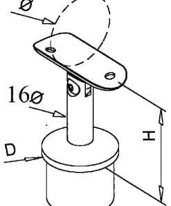 Toprail support round adjustable